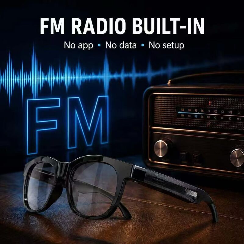 Bluetooth 5.4 Ακουστικά Ηλιακά Γυαλιά w/FM Type-C 6H Playtime 38.5g Ελαφρύ Πολυχρωματικό