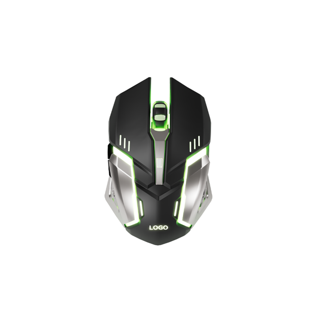 6D Wired Gaming Mouse, 3600 DPI ρυθμιζόμενο + μέταλλο βάρος βάσης, ματ μαύρο ABS με ασημένιο τρύπημα & λογότυπο LED, USB Plug-and-Play