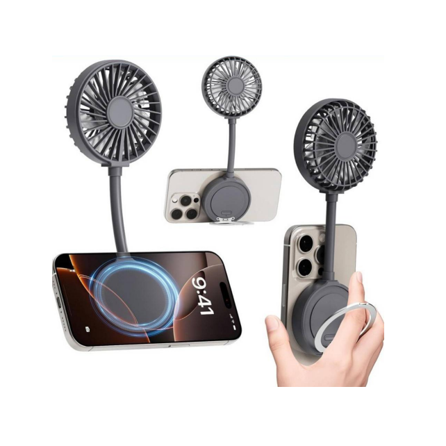 3-Speed Portable Handy Fan with Magnetic Phone Holder, 4000-6000RPM, 1000mAh Mini Fan, Type-C Charging, ABS+Aluminum Alloy