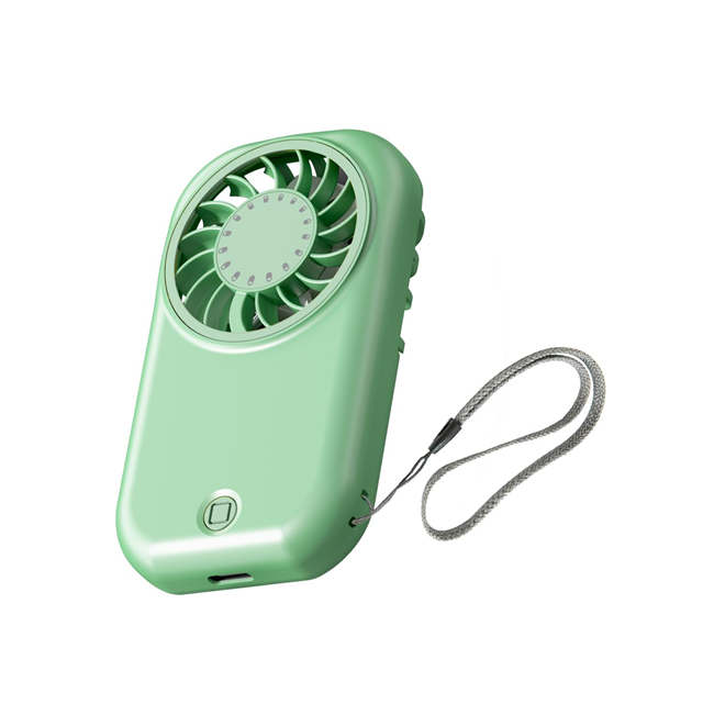 Mini Handheld Fan 1200mAh Li-ion 5 Level Wind 2.5H Charge 4.5H Runtime Type C Black Green Gift Box