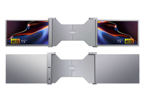 Διπλή 15-ιντσών FHD οθόνη φορητού υπολογιστή Ελαφρύ βάρος 25,3mm πάχος 1,63kg Τύπος-C + Μίνι θύρες HDMI Υποστήριξη HDR 12 γλώσσες OSD